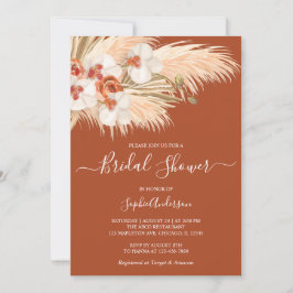 Invitation Terracotta Bohemian Pampas Grass Fête des mariées