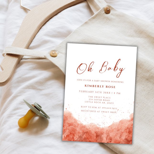 Invitation Terracotta Boho Aquarelle Baby shower du désert (Terracotta Boho Watercolor Desert Baby Shower Invitation)