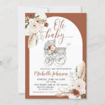 Terracotta Boho Arch Baby shower à poussettes flor