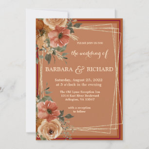 Invitation Terracotta Boho Automne Floral Aquarelle