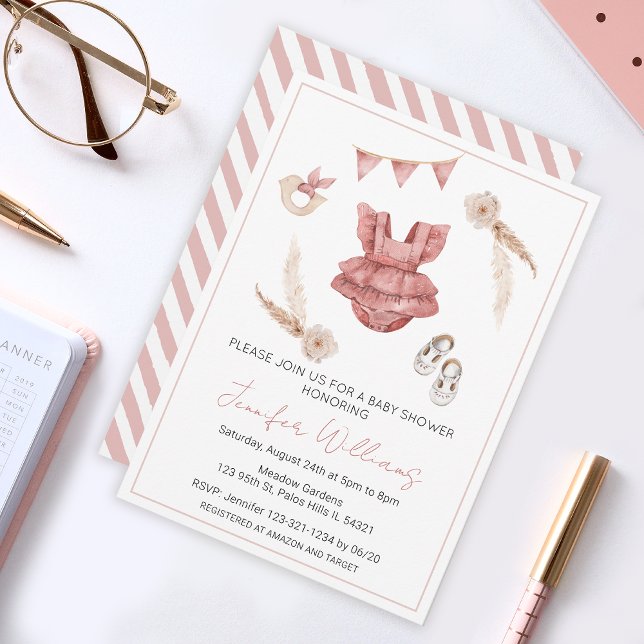 Invitation Terracotta boho bébé douche (Créateur téléchargé)