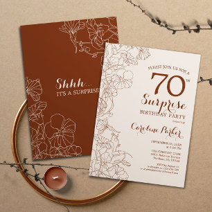 Invitation Terracotta Boho Surprise 70e fête d'anniversaire