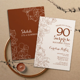 Invitation Terracotta Boho Surprise 90e fête d'anniversaire