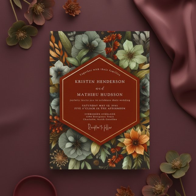Invitation Terracotta Botanical Autumn Wedding (Créateur téléchargé)