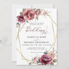 Invitation Terracotta Bourgogne Floral Mariage de automne Boh