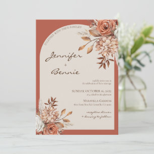 Invitation Terracotta Brown Bohême Botanique Floral Moderne