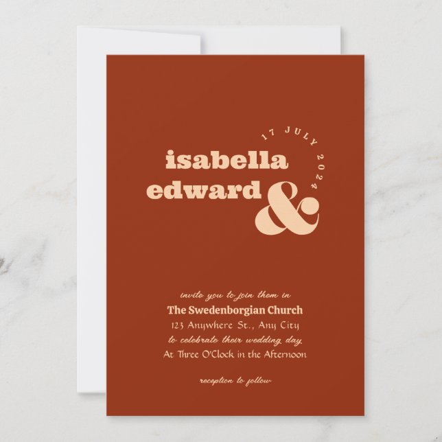 Invitation Terracotta Brûlé Orange Boho Rustique Simple Moder (Devant)