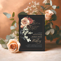 Terracotta Brûlé Orange Floral Boho noir Mariage