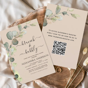 Invitation Terracotta Brunch et Bubbly QR Code Eucalyptus