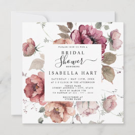 Invitation Terracotta Burgundy Fall Boho Floral Fête des mari