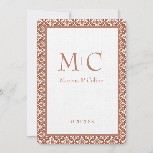 Invitation Terracotta Burnt Orange Carrelage Mariage Inviter (Devant)