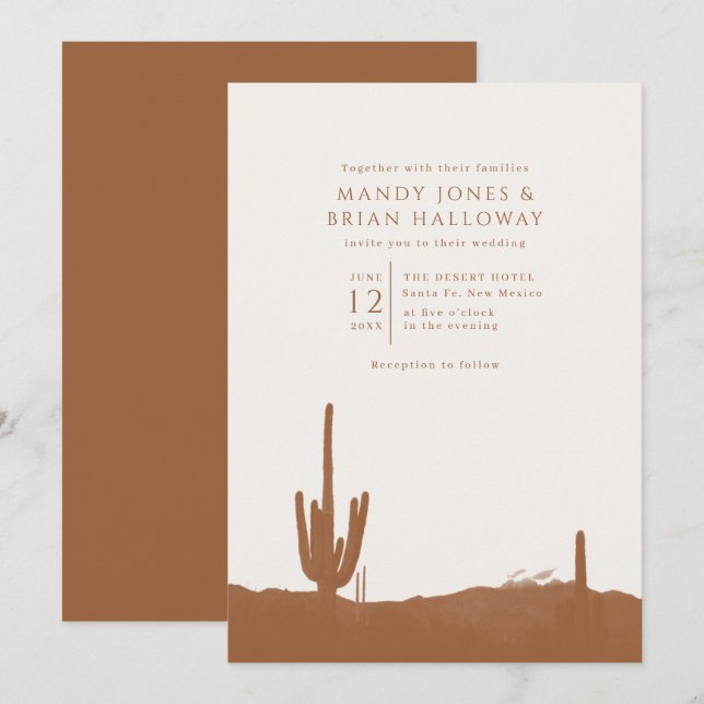 Invitation Terracotta Desert Cactus Wedding (Devant / Derrière)