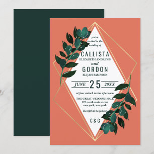 Invitation Terracotta d'or moderne Mariage Terrarium verdoyan