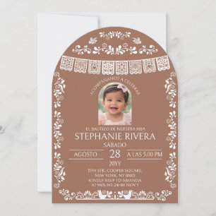 Invitation Terracotta El Bautizo Girl Photo Baptism Arch
