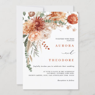 Invitation Terracotta et Emerald Green Rustic FlorMariage