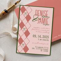 Terracotta et Jacquard vert Bow Preppy Mariage de