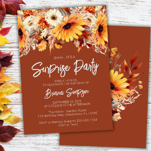Invitation Terracotta Fall Floral Surprise Anniversaire