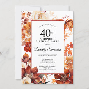 Invitation Terracotta Fall Flowers 40e Anniversaire surprenan