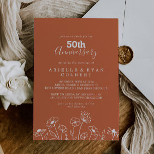 Invitation Terracotta Fleur Sauvage 50e Anniversaire de Maria