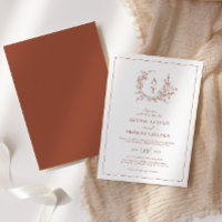 Terracotta Fleur sauvage Crest Monogramme Mariage