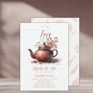Invitation Terracotta Fleurs sauvages Boho Chic Thé nuptiale 