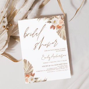 Invitation Terracotta Floral Boho Pampas Fête des mariées en 