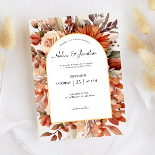 Invitation Terracotta Floral Botanical Mariage élégant