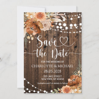 Invitation Terracotta Floral Enregistrer la Date Mariage
