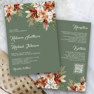 Invitation Terracotta Floral Fleur sauvage Sage Green Mariage