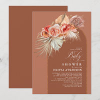 Terracotta Floral Pampas Baby shower en laiton Boh