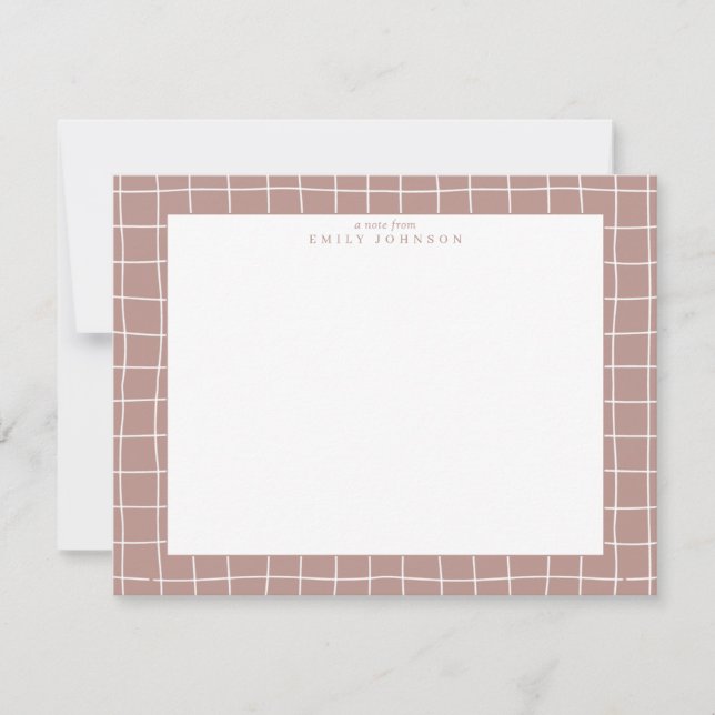 Invitation Terracotta Grid Note Card (Devant)