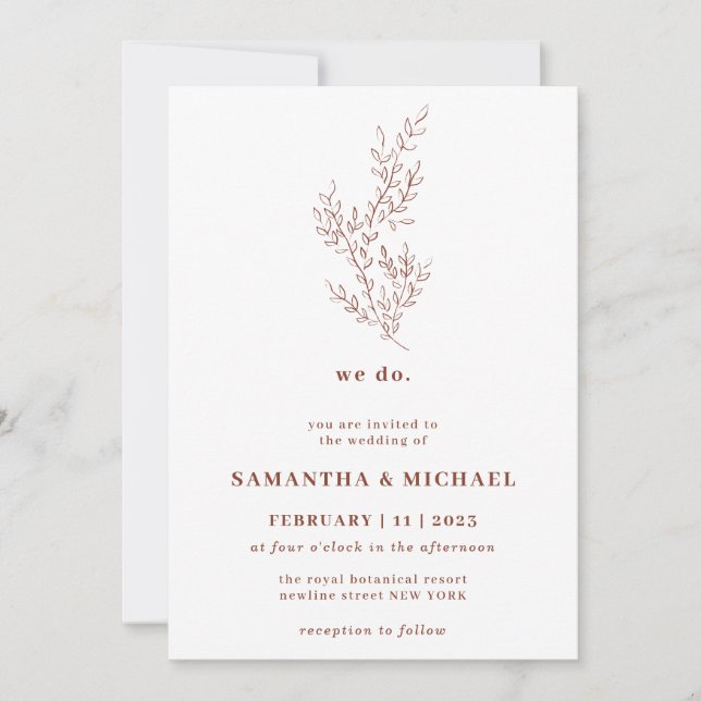 Invitation Terracotta Ivy Floral Mariage Botanique nous faiso (Devant)