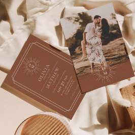 Invitation Terracotta Mid Century les années 70 Monogramme Ph