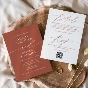 Invitation Terracotta Minimaliste Mariage Double Face