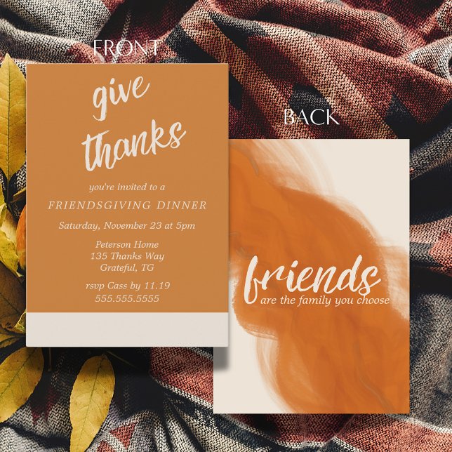 Invitation Terracotta Moderne Friendsgiving Aquarelle (Créateur téléchargé)