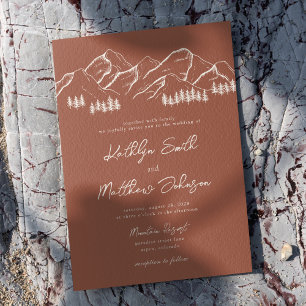 Invitation Terracotta Mountain Pine Tree Mariage extérieur