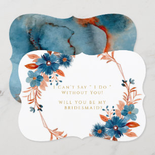 Invitation Terracotta Navy Floral Serez-Vous Ma Femme D'Accue