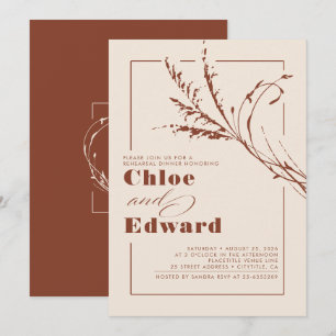 Invitation Terracotta Pampas Grass Dîner de répétition modern