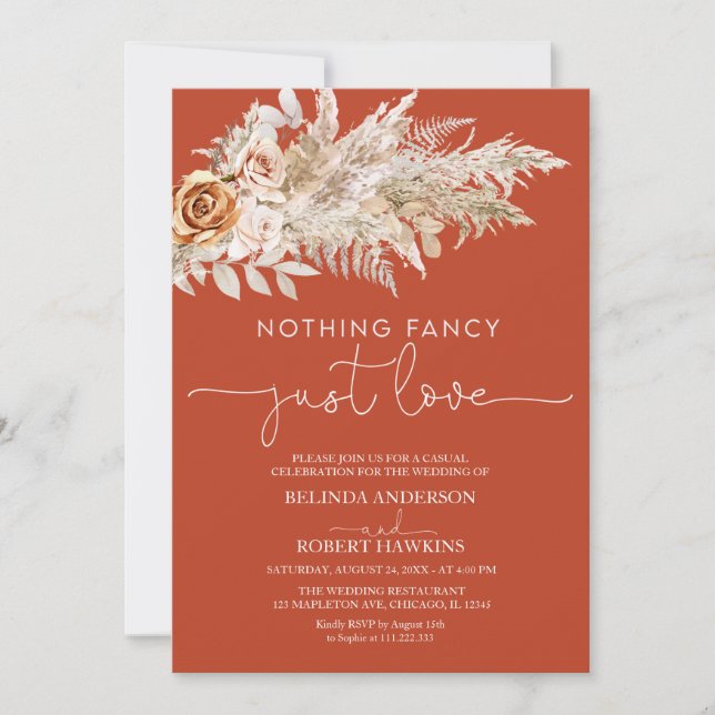 Invitation Terracotta Pampas Herbe Rien De Fancy Just Love (Devant)