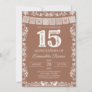 Invitation Terracotta Papel Picado Quinceañera 15e Anniversai