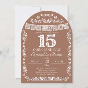 Invitation Terracotta Papel Picado Quinceañera 15e Anniversai