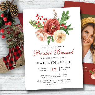 Invitation Terracotta Pine Florale Bough Foliage Bridal Brunc
