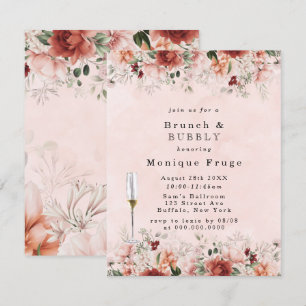 Invitation Terracotta Printemps Automne Floral Brunch & Bubbl