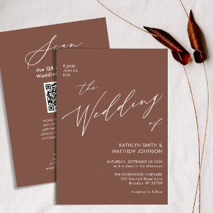 Invitation Terracotta QR Code Tout En Un Mariage Élégant