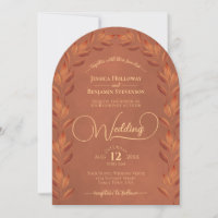 Terracotta rouille Orange Feuilles Élégant Mariage