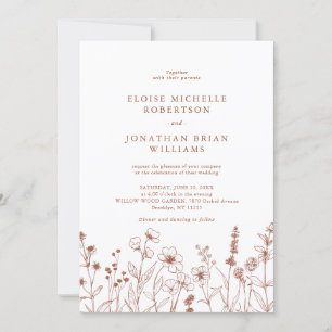 Invitation Terracotta Rustic Floral Automne Fleur sauvage Mar