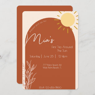 Invitation Terracotta Script 1er voyage autour du soleil Anni