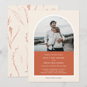 Invitation Terracotta Simple Arc Moderne Mariage photo Invita
