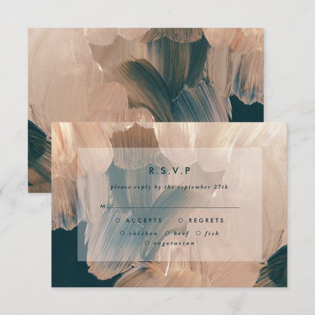 Invitation Terracotta turquoise peint moderne mariage R.S.V.P (Devant / Derrière)