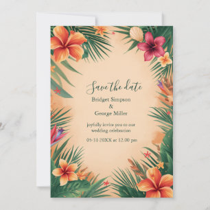Invitation Terracotta Vintage Hawaï Mariage Tropical